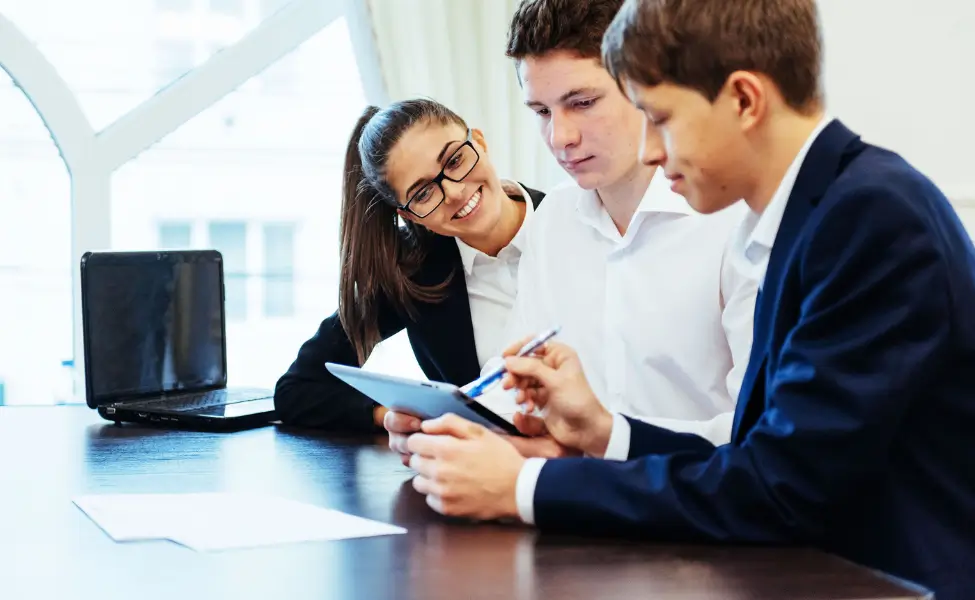 Teenagers doing business